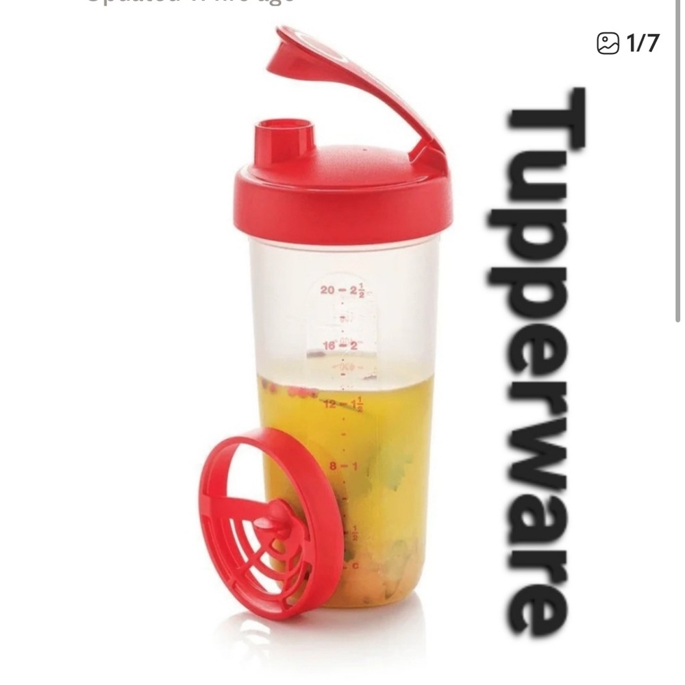 Tupperware Red Shaker Bottle with Mixing Grid